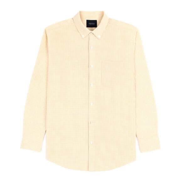 Bonobos L Standard Fit Cotton Poplin Gingham Plaid Button Up Dress Shirt Yellow - Picture 1 of 9